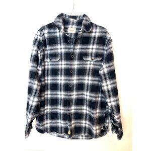 JACHS Men’s Brawny Flannel Shirt Black, Grey and White Large